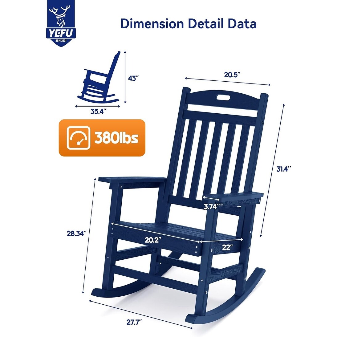 Chaise à bascule d'extérieur toutes saisons WINSOON, lot de 2