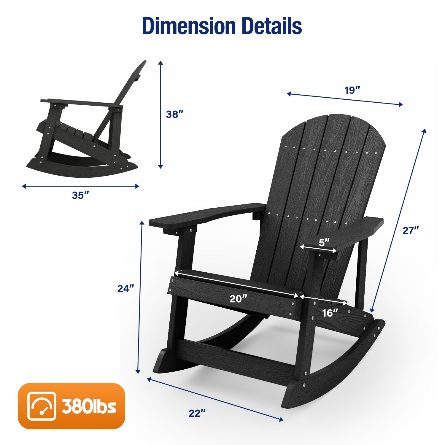 Chaise à bascule d'extérieur toutes saisons WINSOON, lot de 2