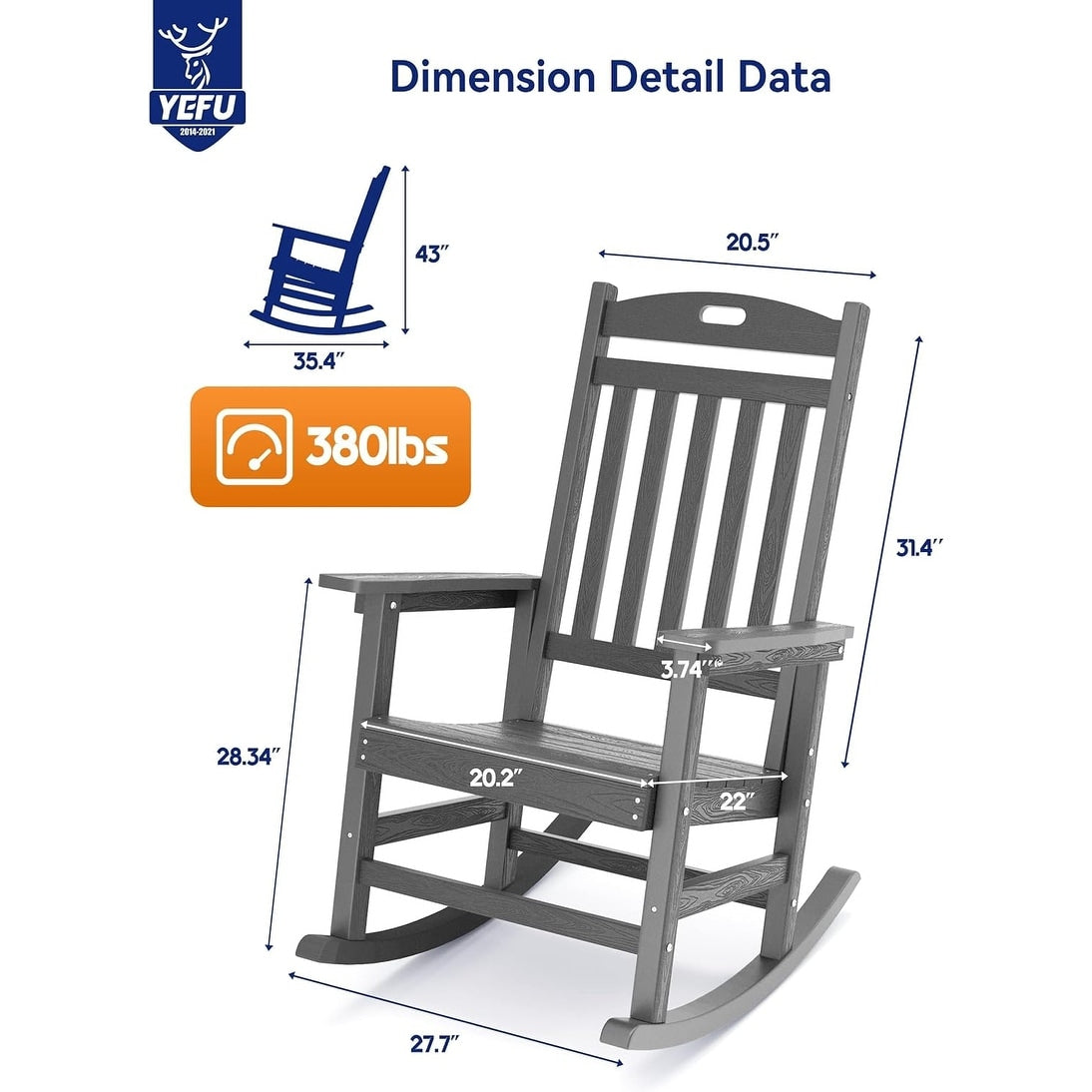 Chaise à bascule d'extérieur toutes saisons WINSOON, lot de 2