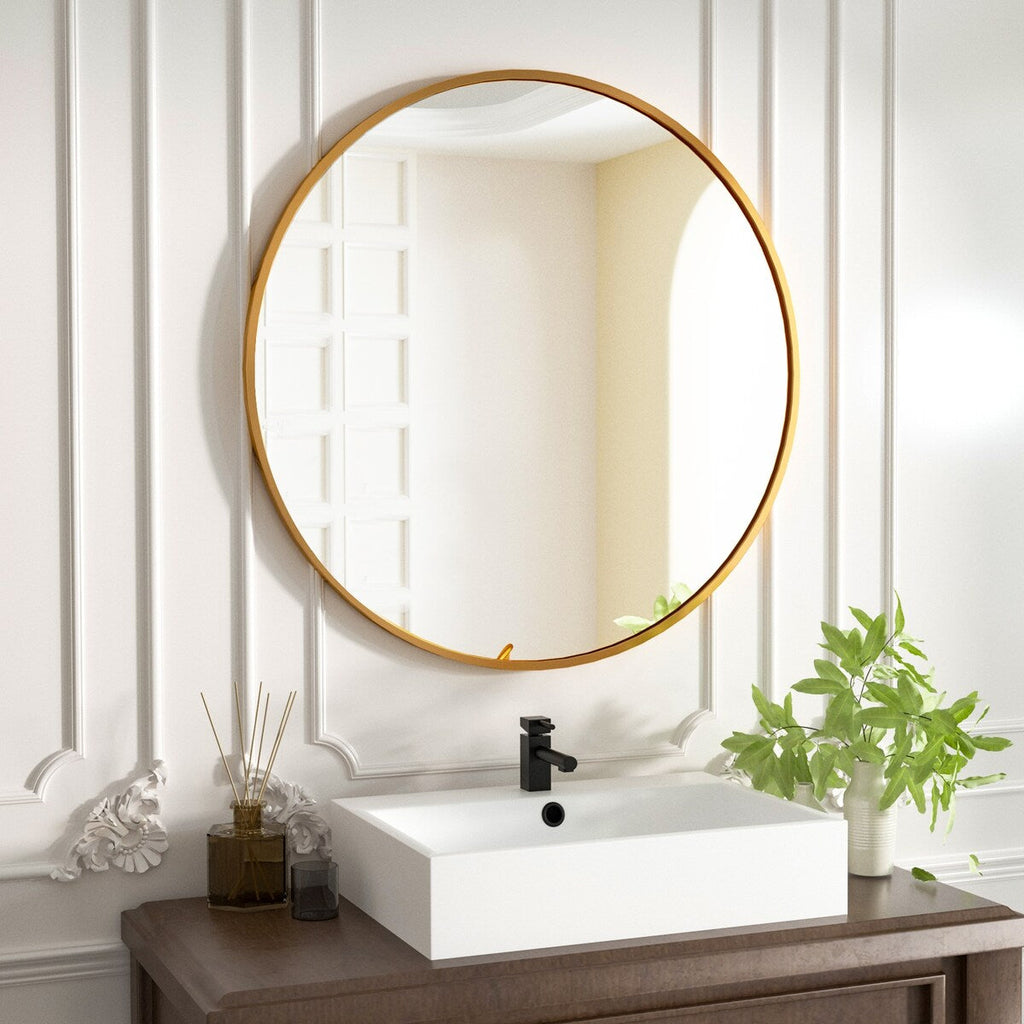 Miroir rond mural de salle de bain YVANLA avec cadre en métal