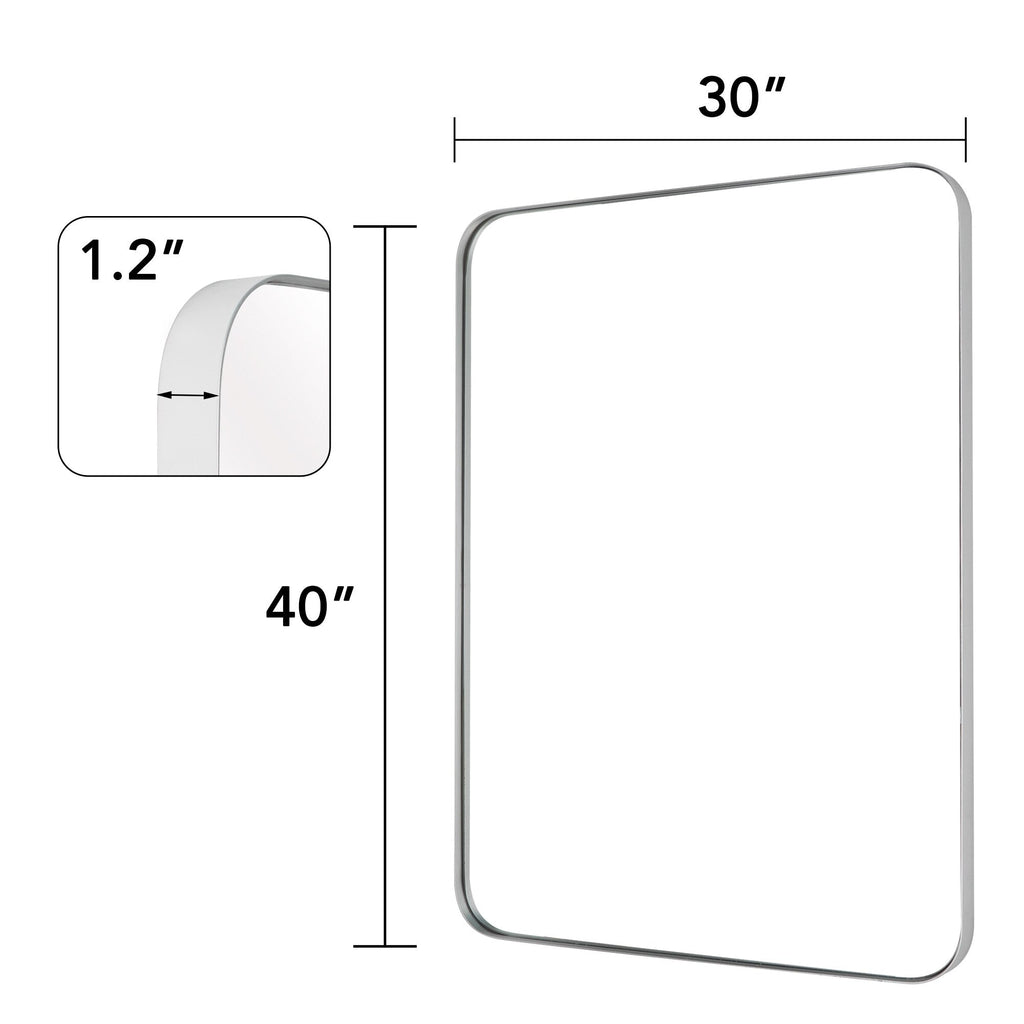 Miroir mural de salle de bain avec coin arrondi (1 pièce)