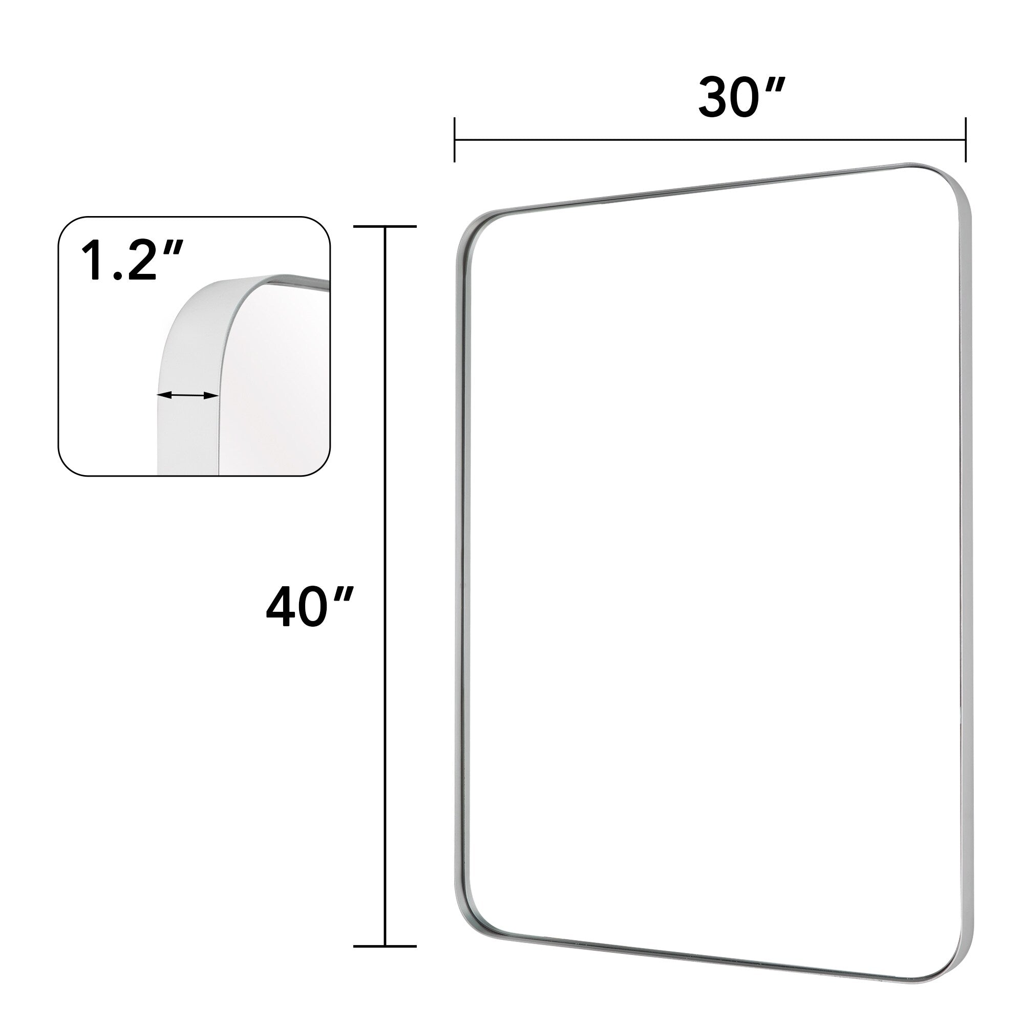 Miroir mural de salle de bain avec coin arrondi (1 pièce)