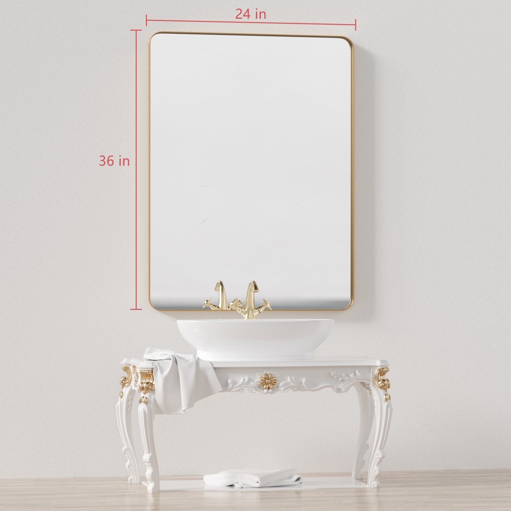 Miroir mural de salle de bain avec coin arrondi (1 pièce)