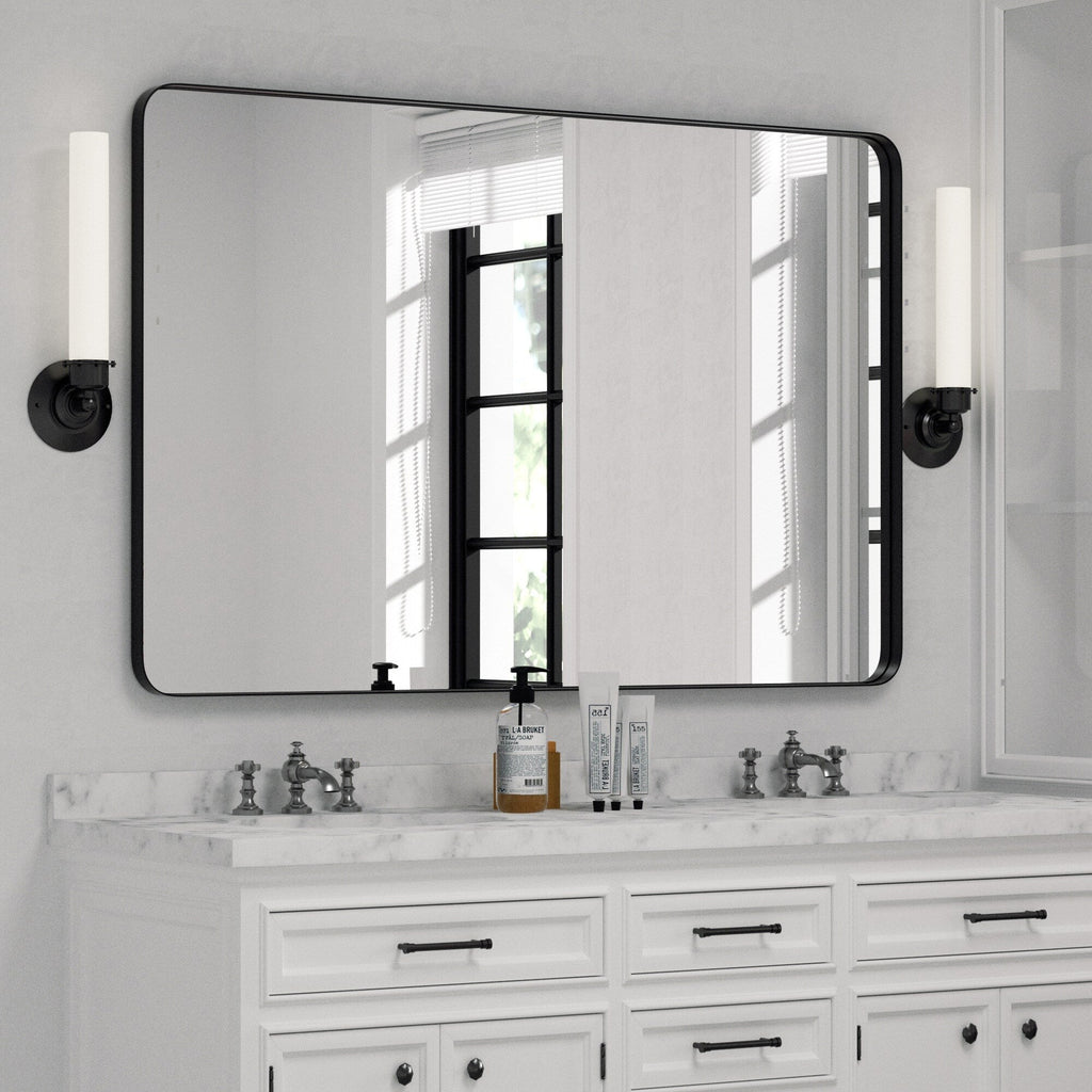 Miroir mural de salle de bain avec coin arrondi (1 pièce)