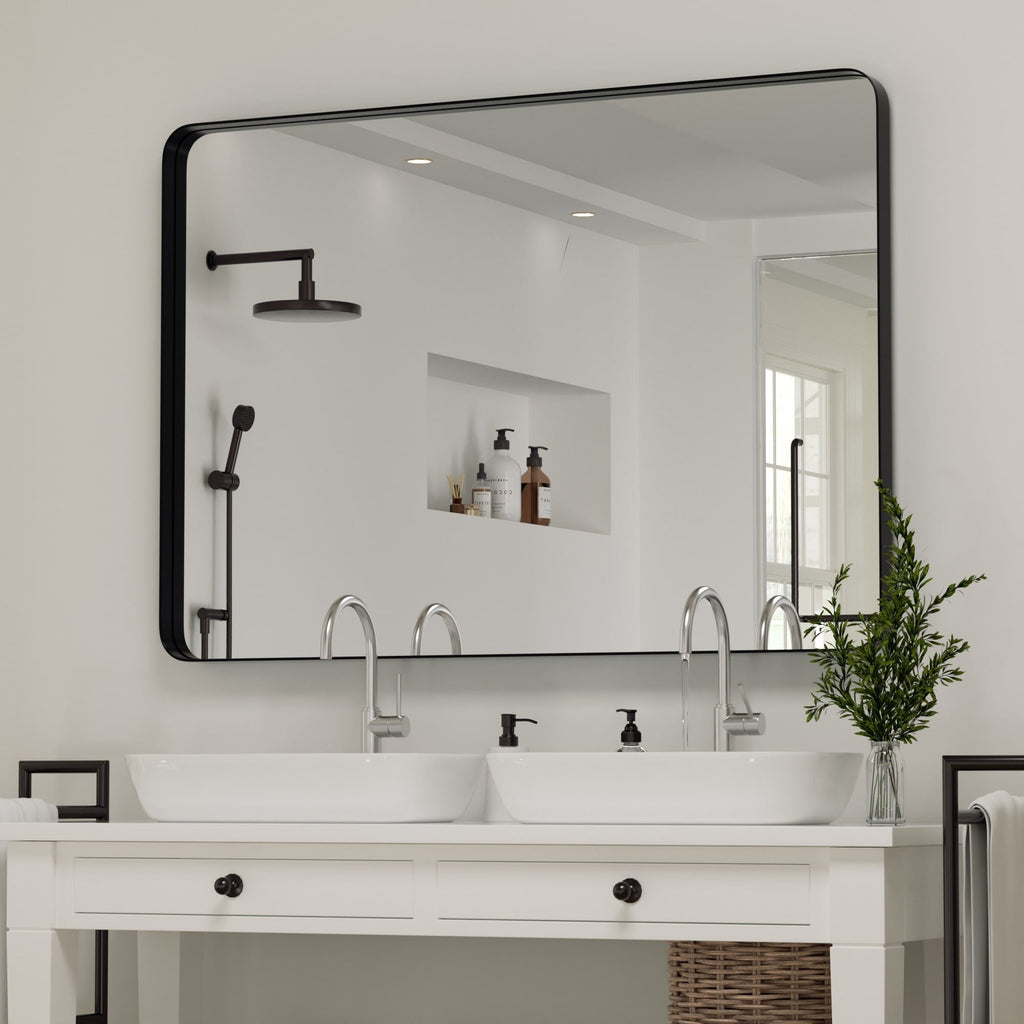 Miroir mural de salle de bain avec coin arrondi (1 pièce)