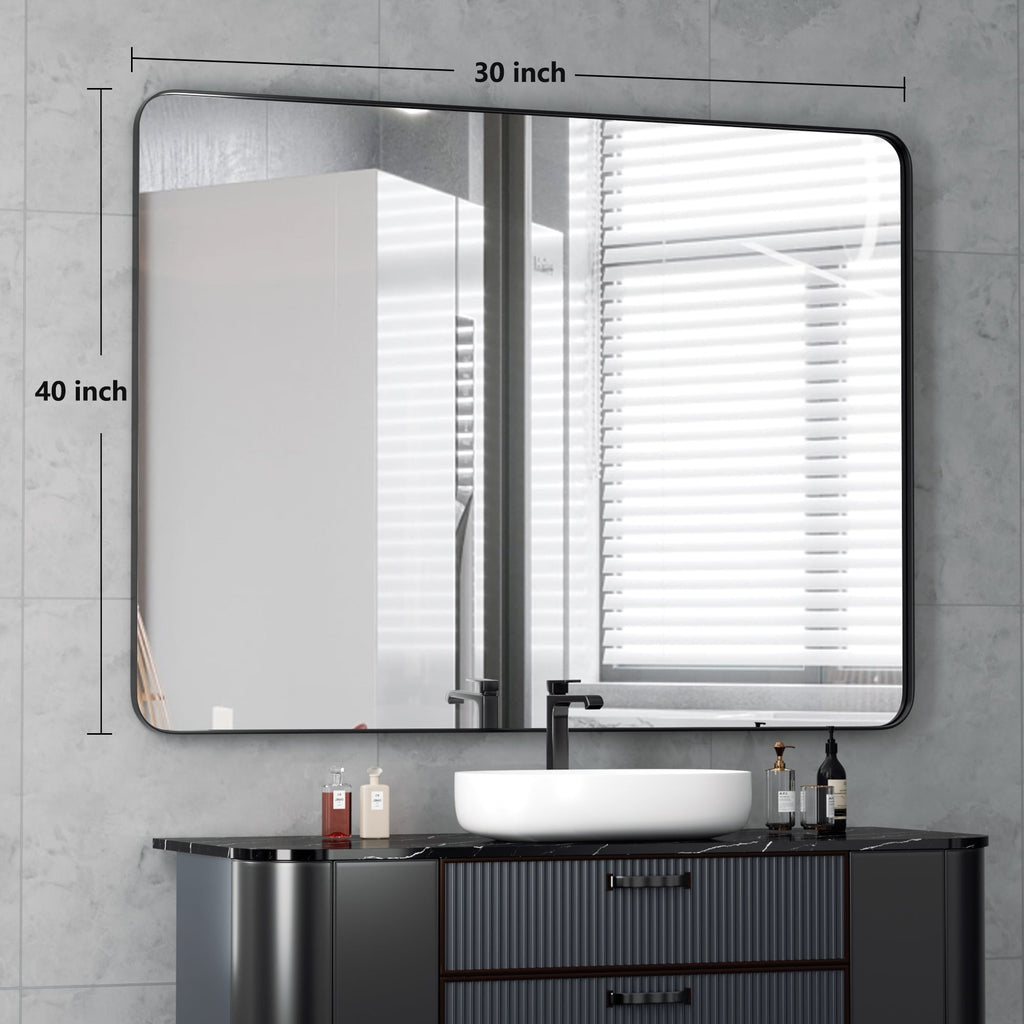 Miroir mural de salle de bain avec coin arrondi (1 pièce)