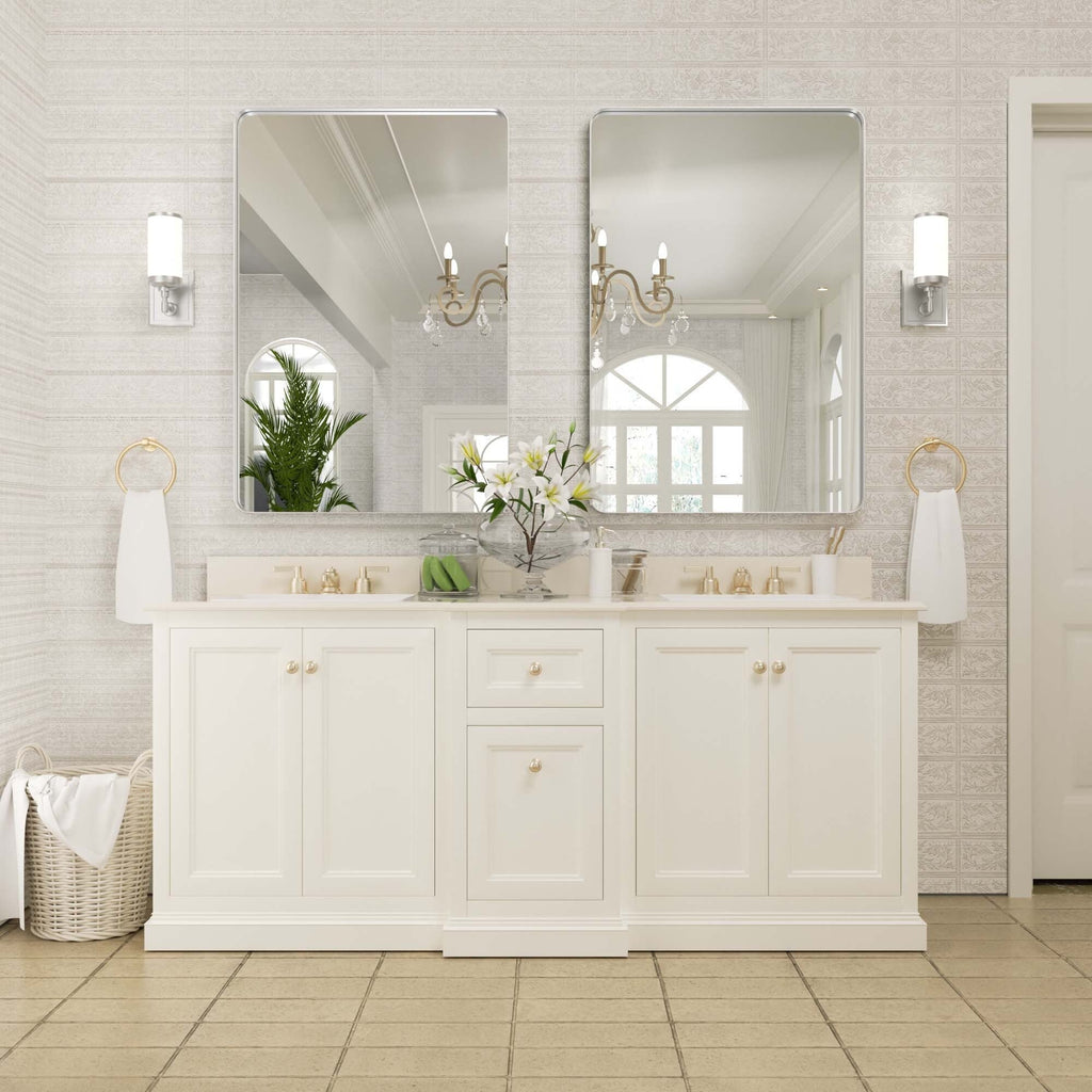 Miroir mural de salle de bain avec coin arrondi (1 pièce)