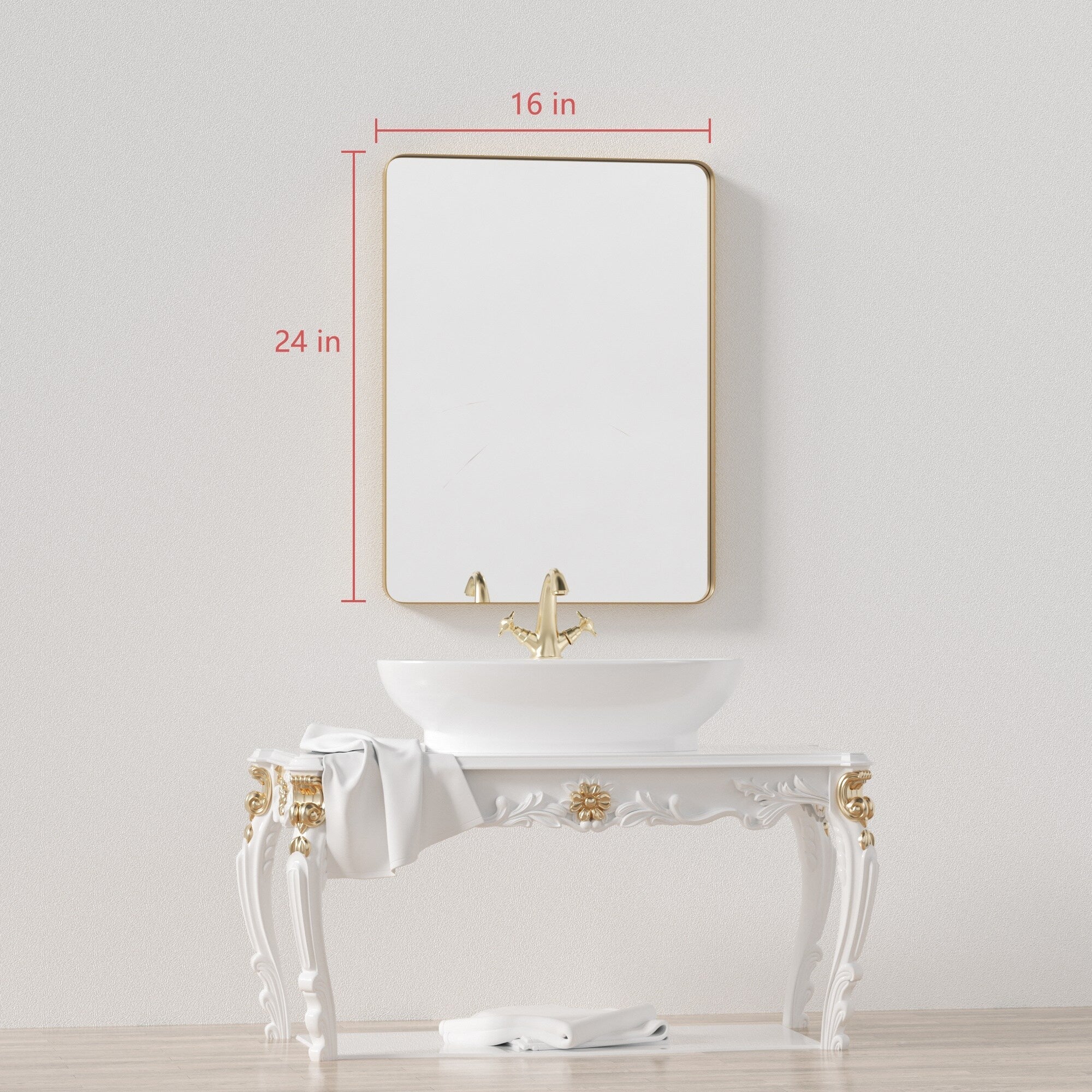 Miroir mural de salle de bain avec coin arrondi (1 pièce)