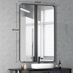 Miroir mural de salle de bain avec coin arrondi (1 pièce)