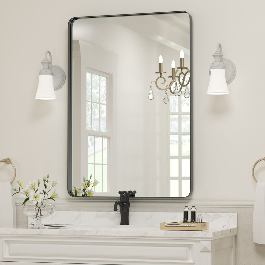 Miroir mural de salle de bain avec coin arrondi (1 pièce)
