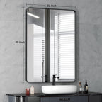 Miroir mural de salle de bain avec coin arrondi (1 pièce)