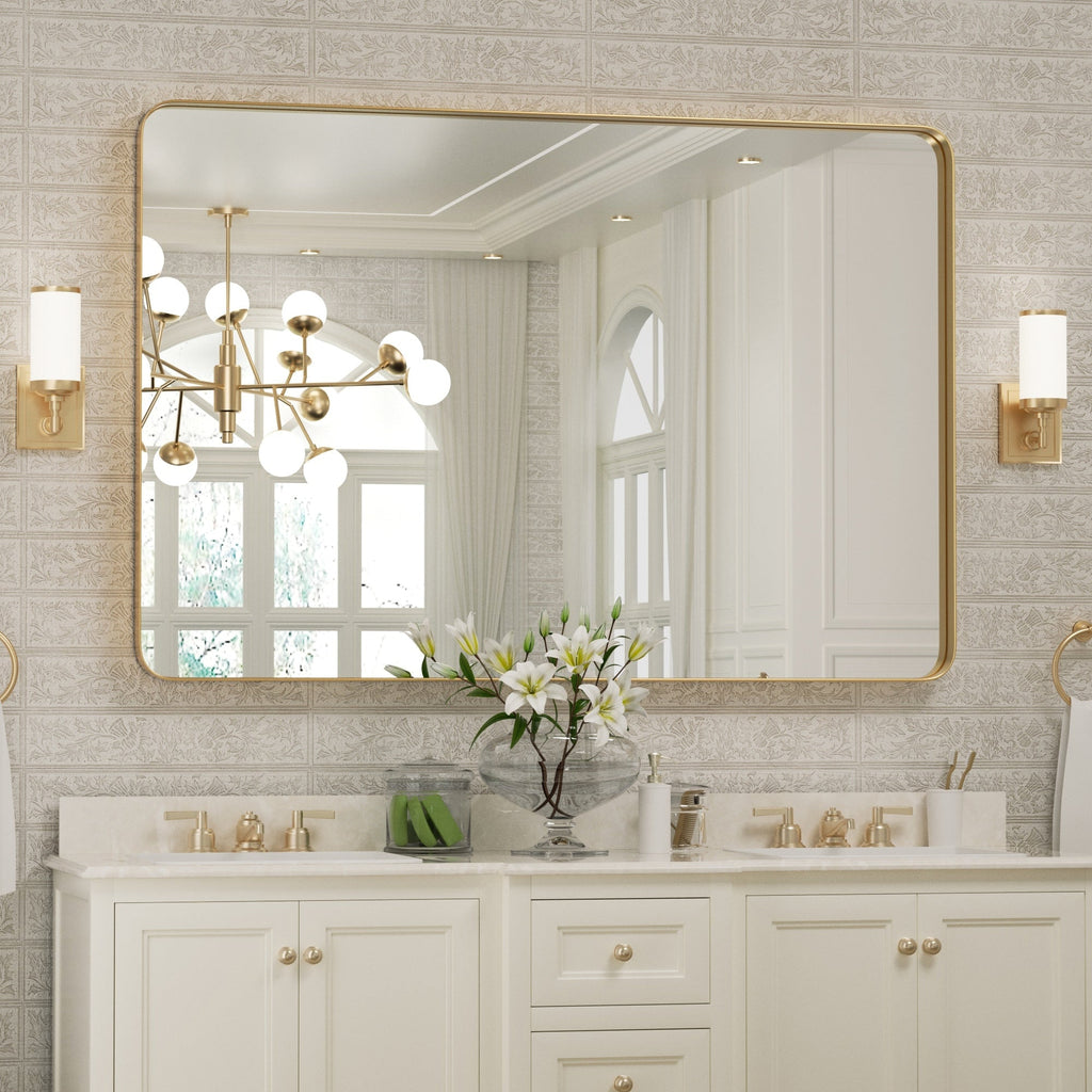 Miroir mural de salle de bain avec coin arrondi (1 pièce)