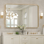 Miroir mural de salle de bain avec coin arrondi (1 pièce)
