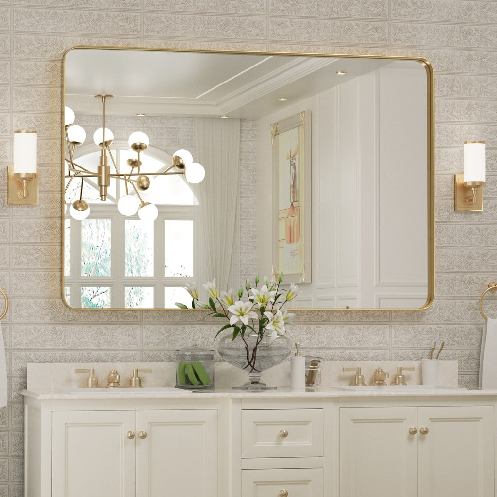 Miroir mural de salle de bain avec coin arrondi (1 pièce)
