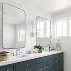 Miroir mural de salle de bain avec coin arrondi (1 pièce)