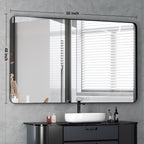Miroir mural de salle de bain avec coin arrondi (1 pièce)