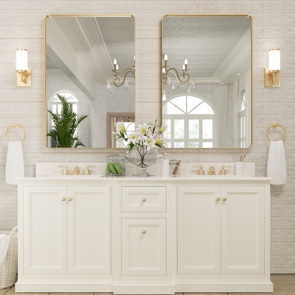 Miroir mural de salle de bain avec coin arrondi (1 pièce)