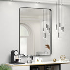 Miroir mural de salle de bain avec coin arrondi (1 pièce)