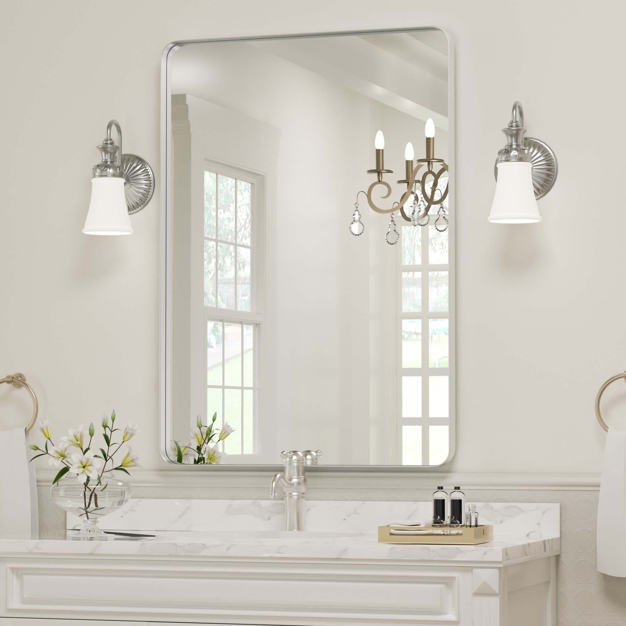 Miroir mural de salle de bain avec coin arrondi (1 pièce)