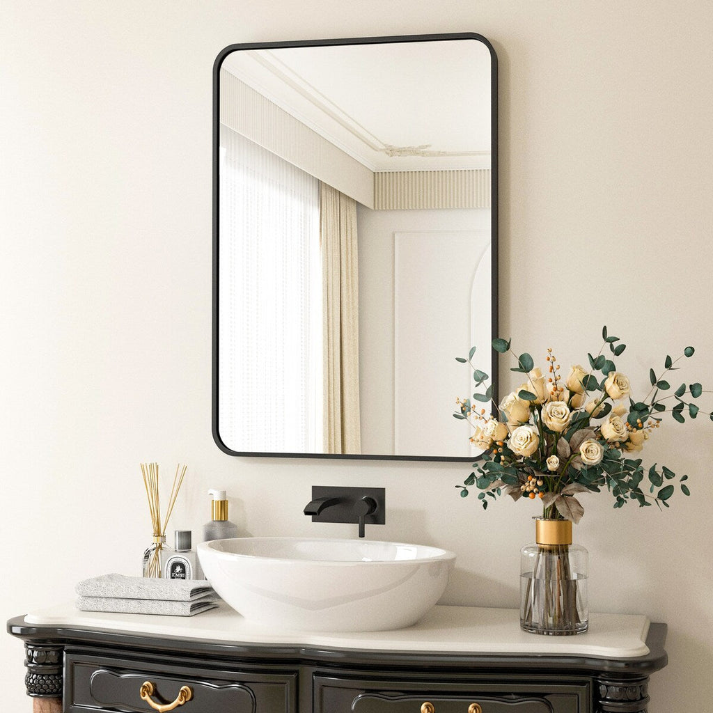 Miroir de salle de bain mural avec coin arrondi
