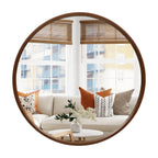Miroir mural rond classique avec cadre en bois