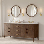 Miroir mural rond classique avec cadre en bois