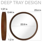 Miroir mural rond classique avec cadre en bois