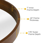 Miroir mural rond classique avec cadre en bois