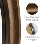Miroir mural rond classique avec cadre en bois