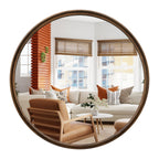 Miroir mural rond classique avec cadre en bois