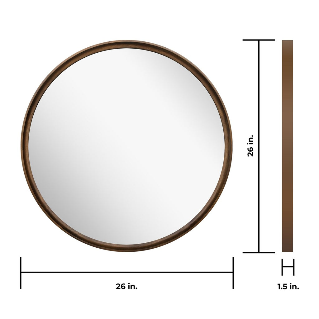Miroir mural rond classique avec cadre en bois