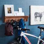 Porte-clés mural en bois, porte-courrier décoratif avec étagère, grandes patères