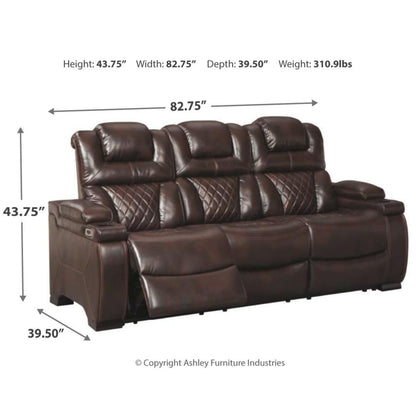 Canapé inclinable électrique Warnerton en similicuir marron chocolat - 84 L x 38 P x 44 H