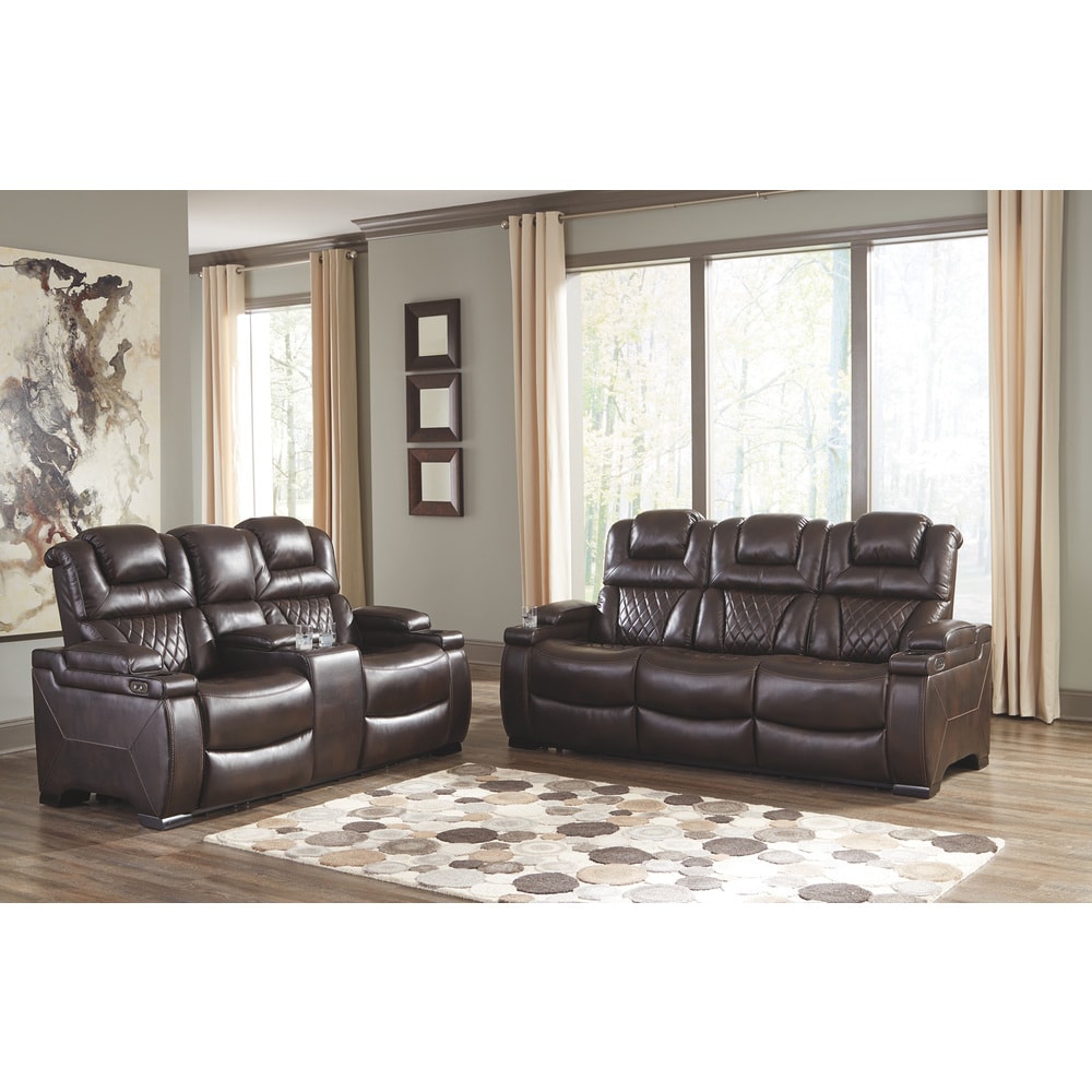 Canapé inclinable électrique Warnerton en similicuir marron chocolat - 84 L x 38 P x 44 H