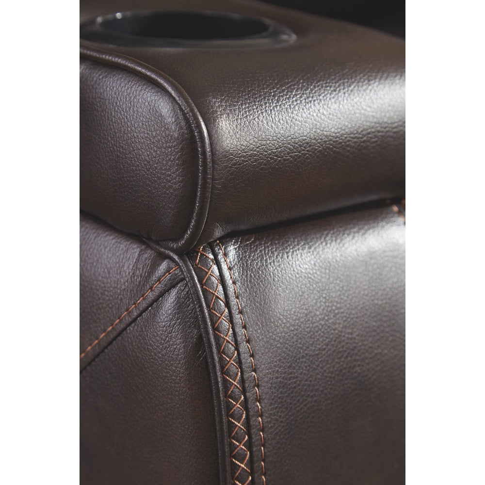 Canapé inclinable électrique Warnerton en similicuir marron chocolat - 84 L x 38 P x 44 H