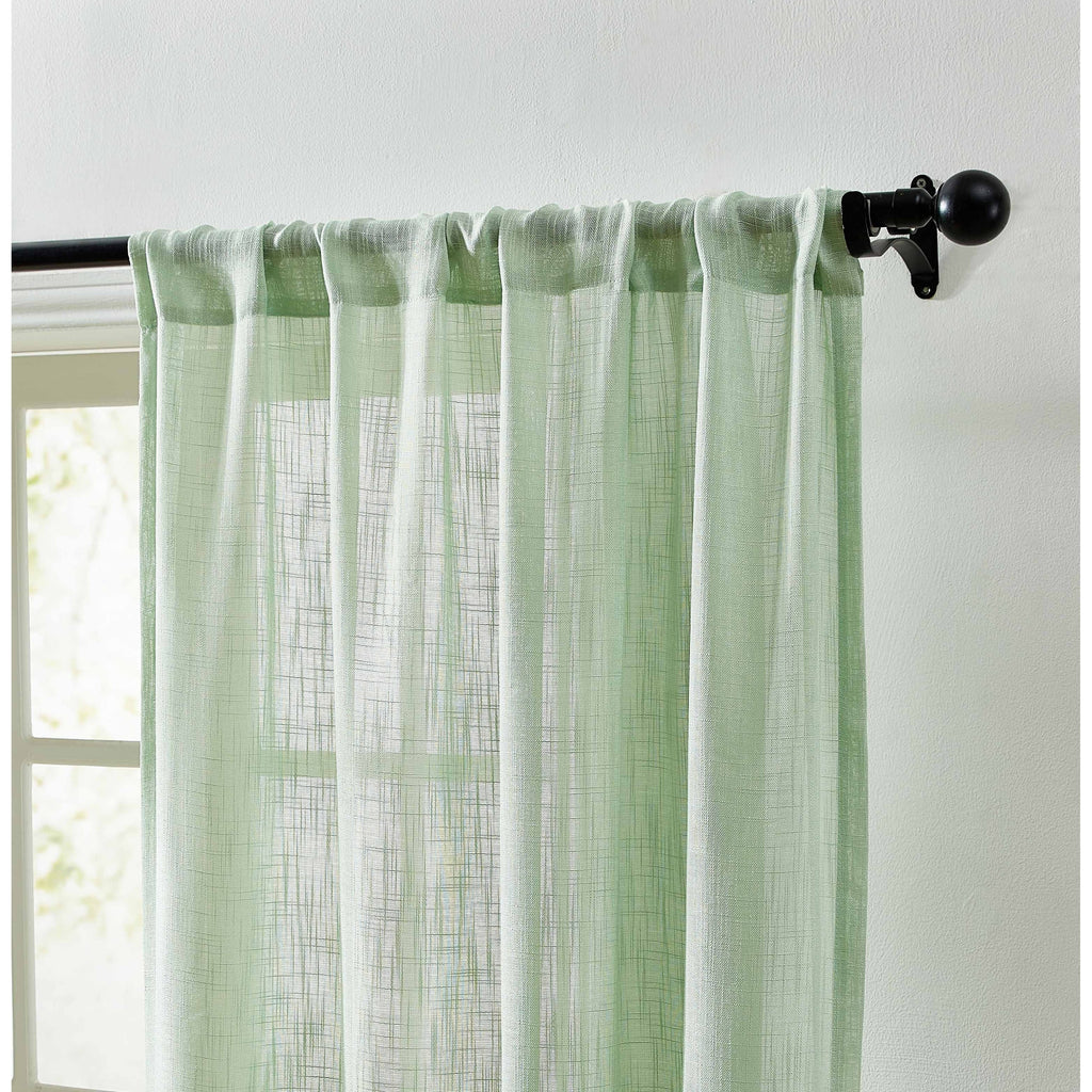 HLC.me Linda Rideaux semi-transparents texturés en faux lin avec passe-tringle, 2 panneaux