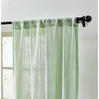HLC.me Linda Rideaux semi-transparents texturés en faux lin avec passe-tringle, 2 panneaux