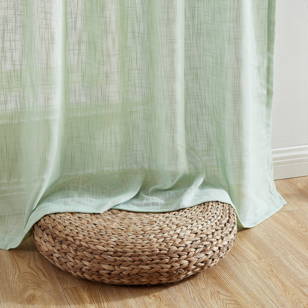 HLC.me Linda Rideaux semi-transparents texturés en faux lin avec passe-tringle, 2 panneaux