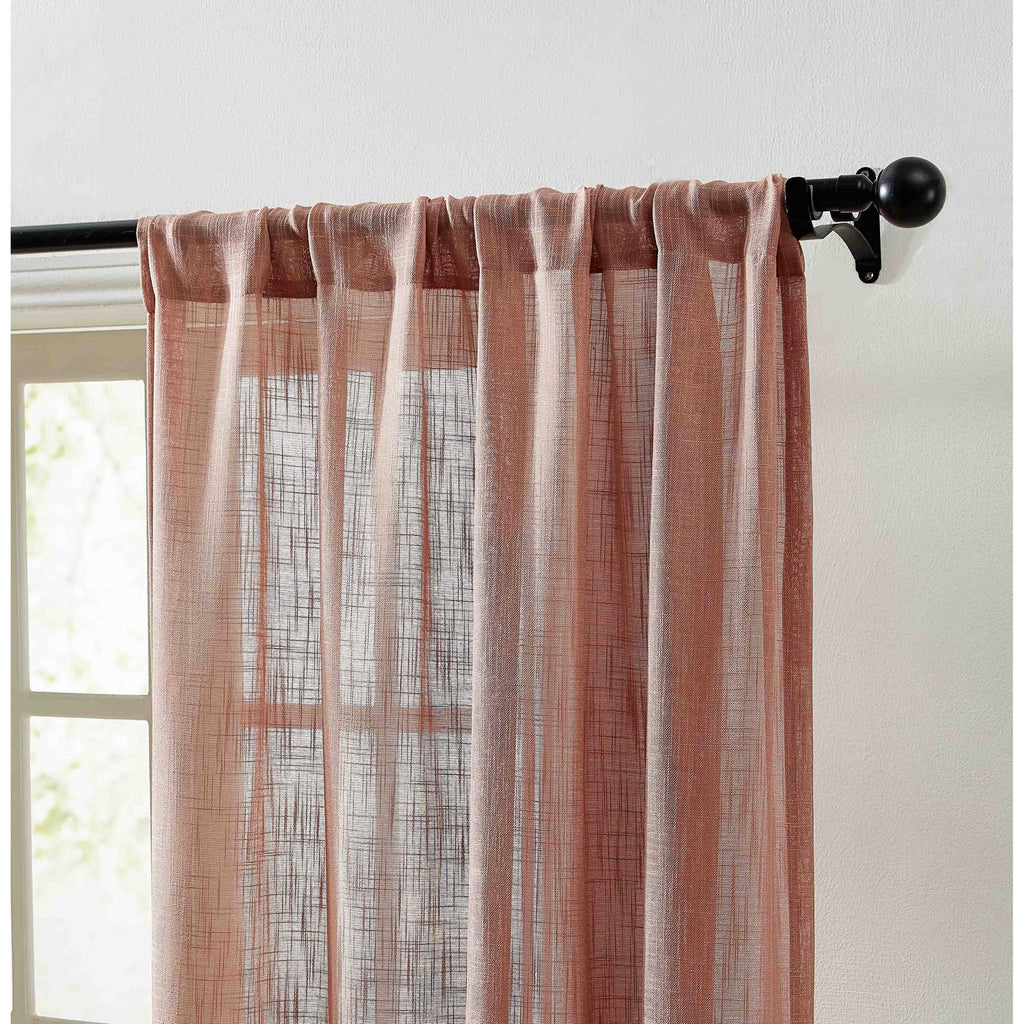 HLC.me Linda Rideaux semi-transparents texturés en faux lin avec passe-tringle, 2 panneaux