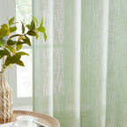 HLC.me Linda Rideaux semi-transparents texturés en faux lin avec passe-tringle, 2 panneaux