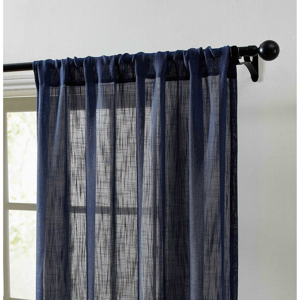 HLC.me Linda Rideaux semi-transparents texturés en faux lin avec passe-tringle, 2 panneaux