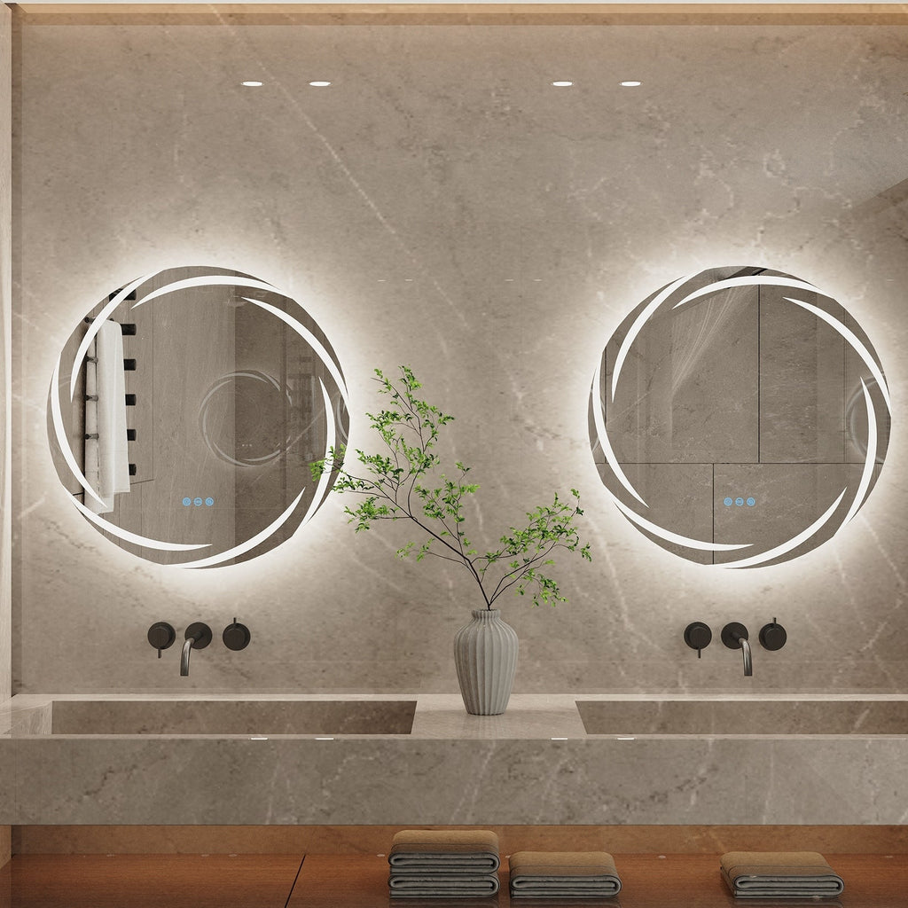 Miroir de salle de bain tactile à LED étanche, antibuée, à intensité variable