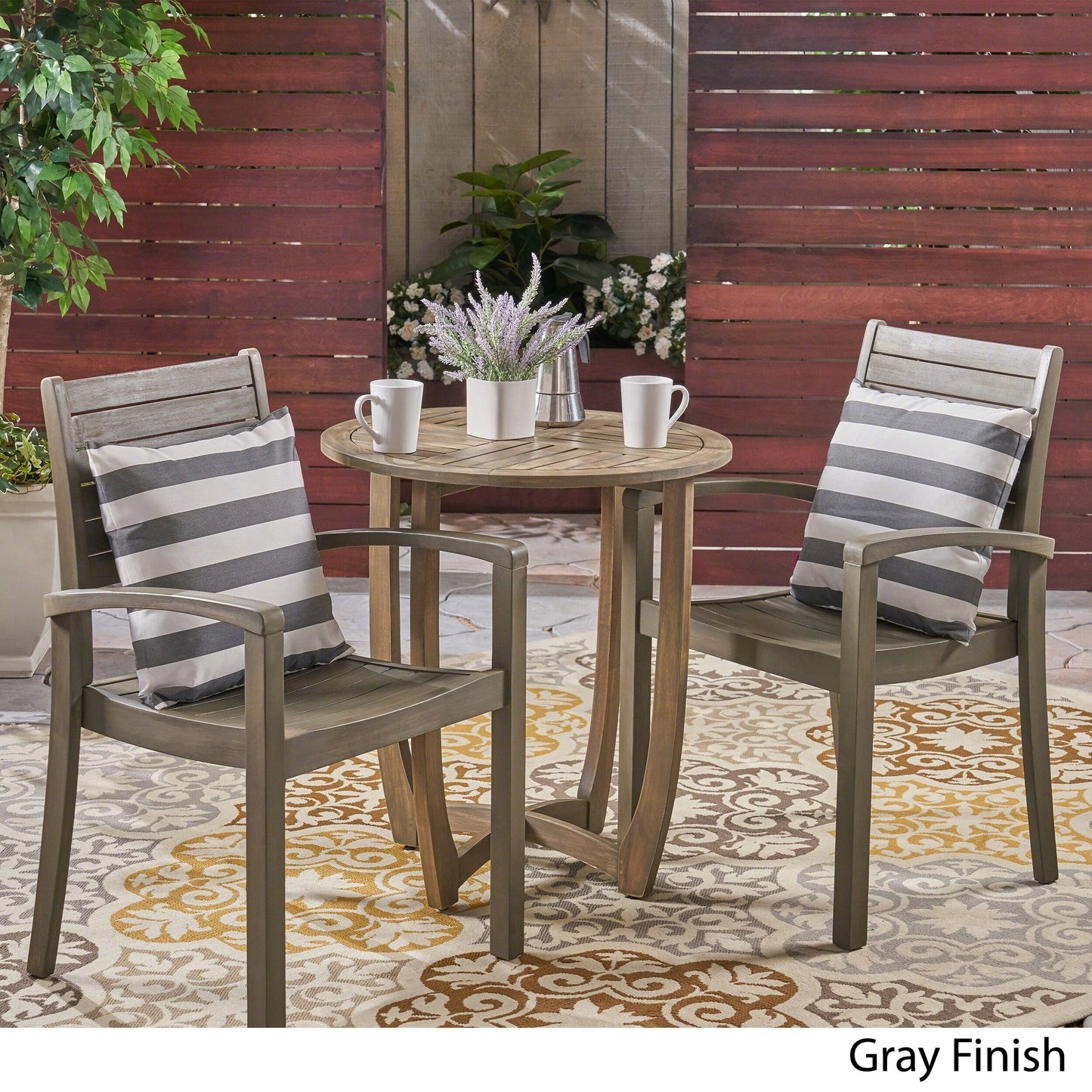 Ensemble bistrot d'extérieur Waverley 2 places en bois d'acacia par Christopher Knight Home