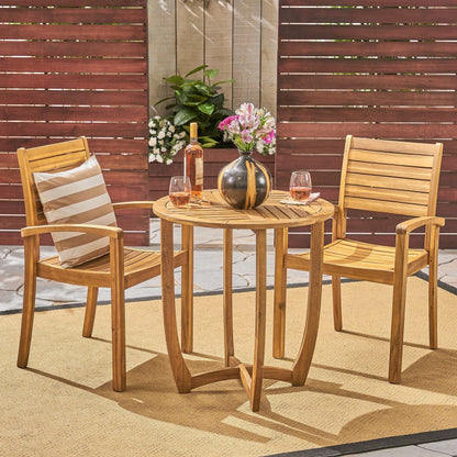 Ensemble bistrot d'extérieur Waverley 2 places en bois d'acacia par Christopher Knight Home