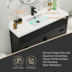 Ensemble de meuble-lavabo Wavy Line 30/36/48 avec lavabo et robinet