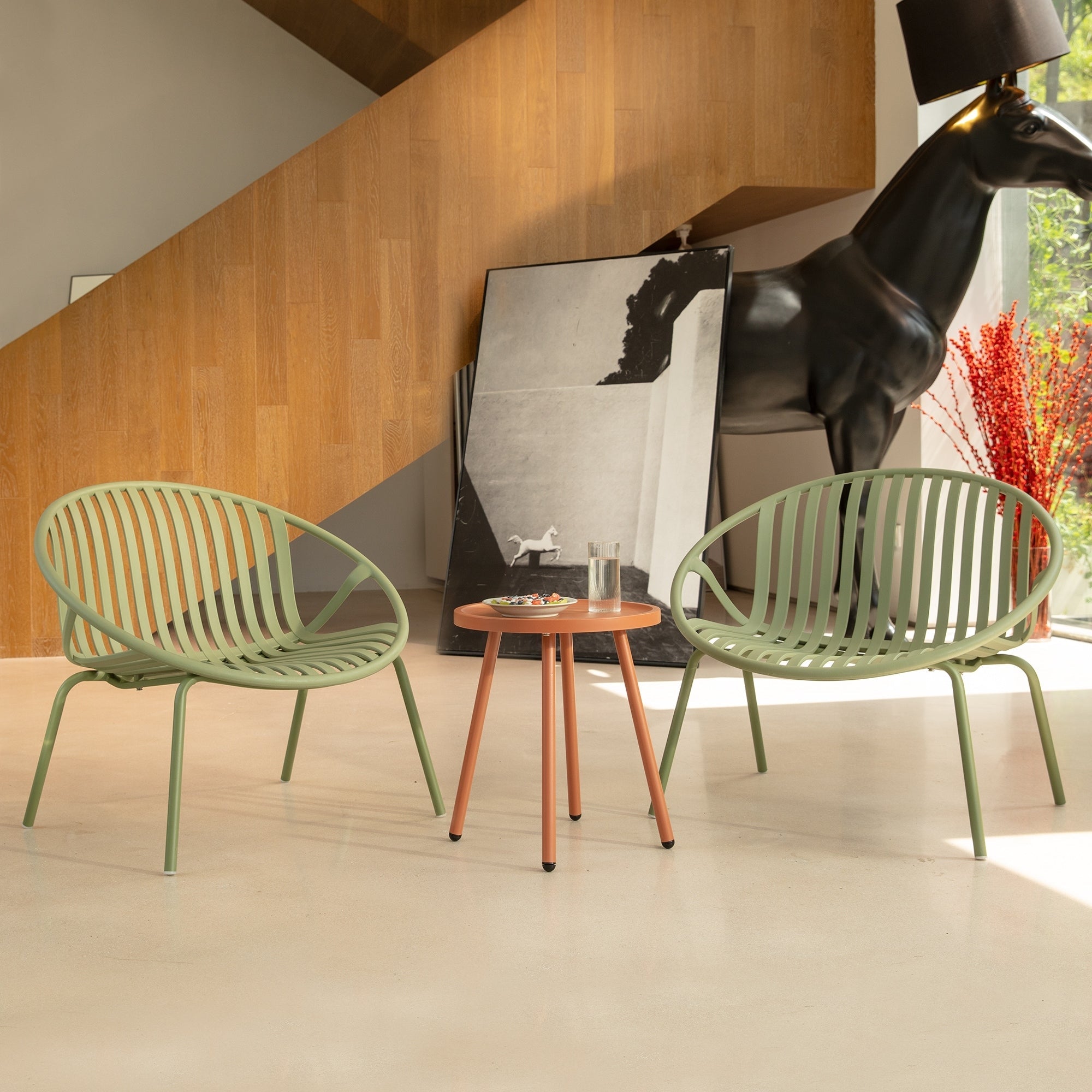 Ensemble de meubles de jardin Werph 3 pièces, mobilier d'extérieur avec table bistro et chaises de jardin, lot de 2