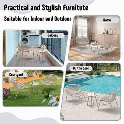 Ensemble de meubles de jardin Werph 3 pièces, mobilier d'extérieur avec table bistro et chaises de jardin, lot de 2