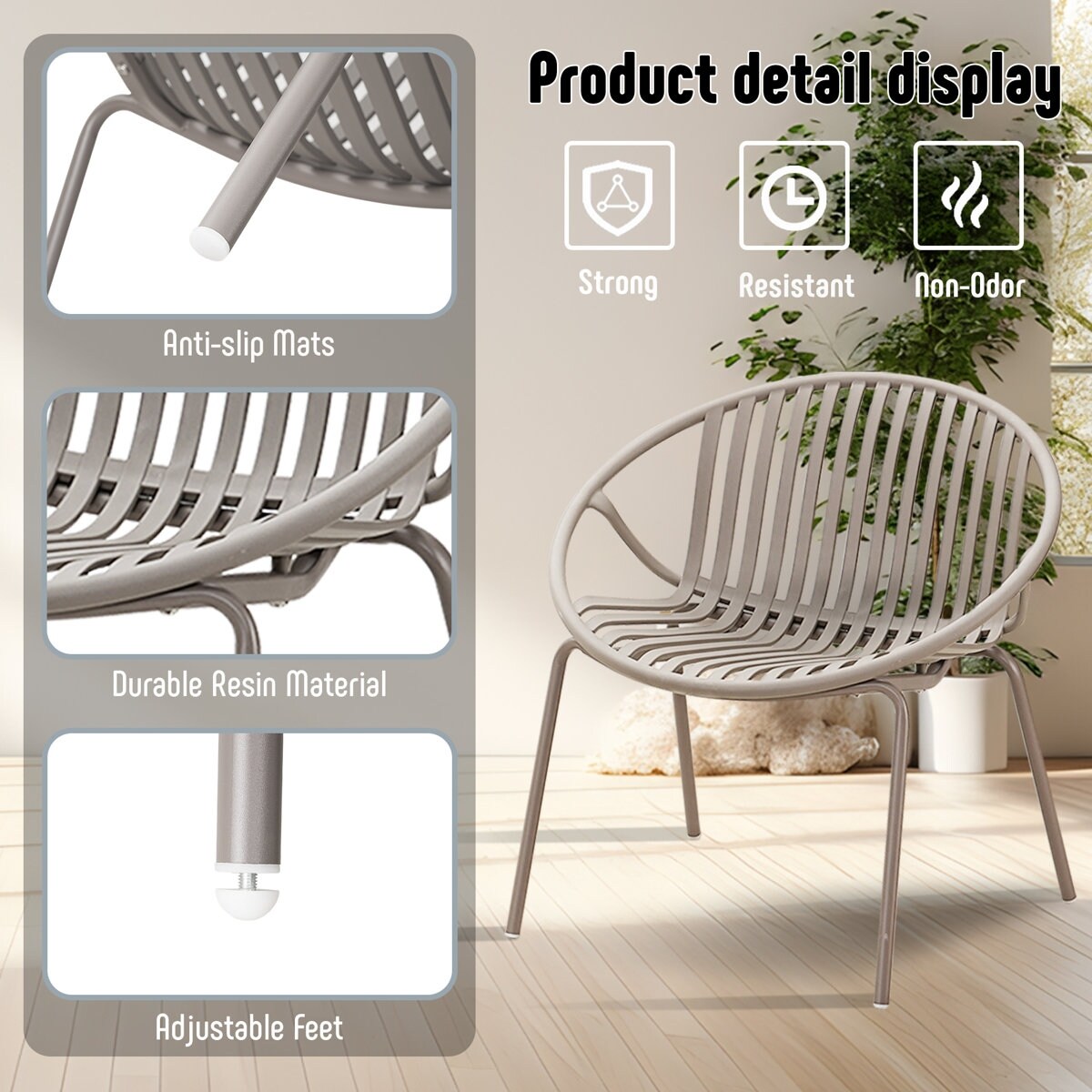 Ensemble de meubles de jardin Werph 3 pièces, mobilier d'extérieur avec table bistro et chaises de jardin, lot de 2
