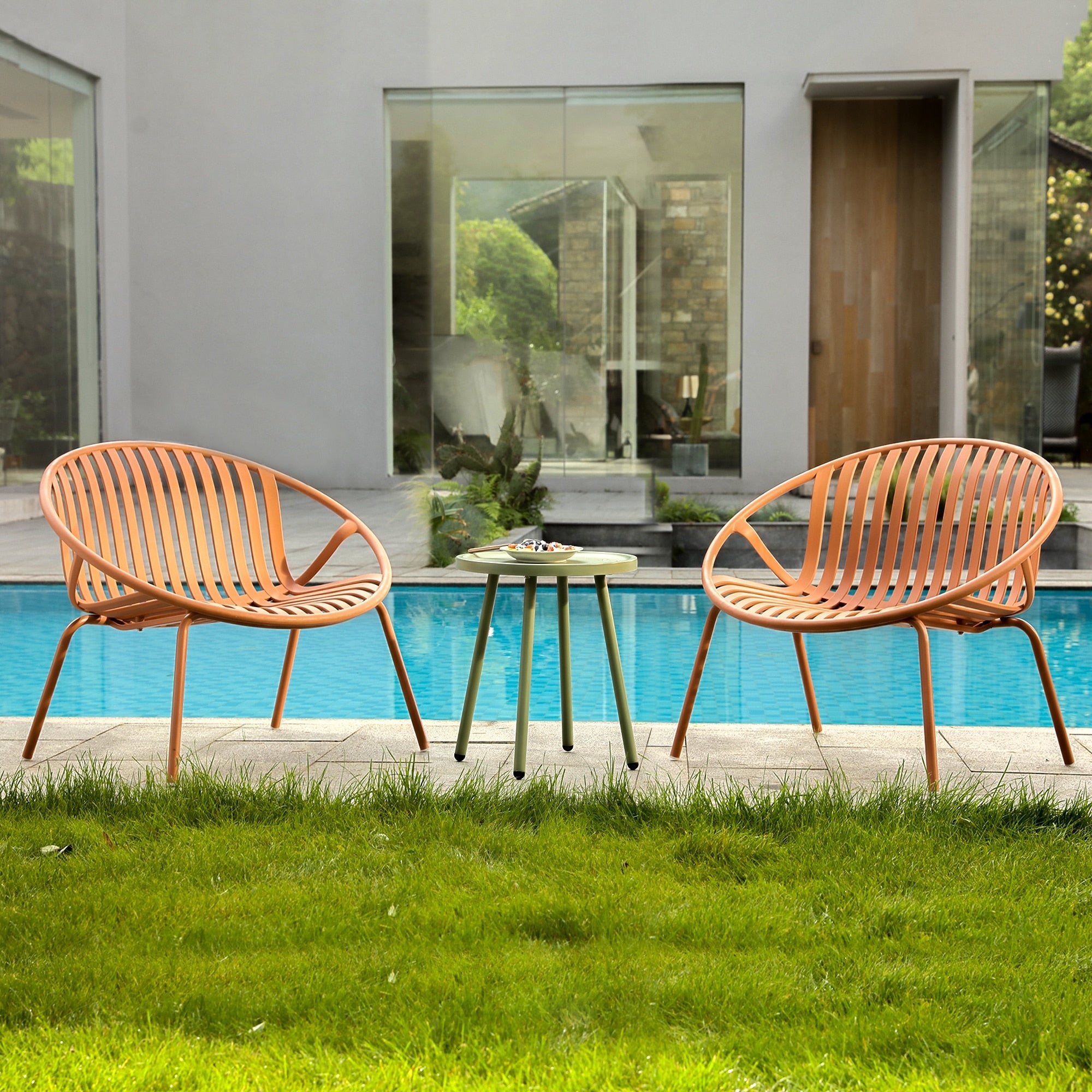 Ensemble de meubles de jardin Werph 3 pièces, mobilier d'extérieur avec table bistro et chaises de jardin, lot de 2