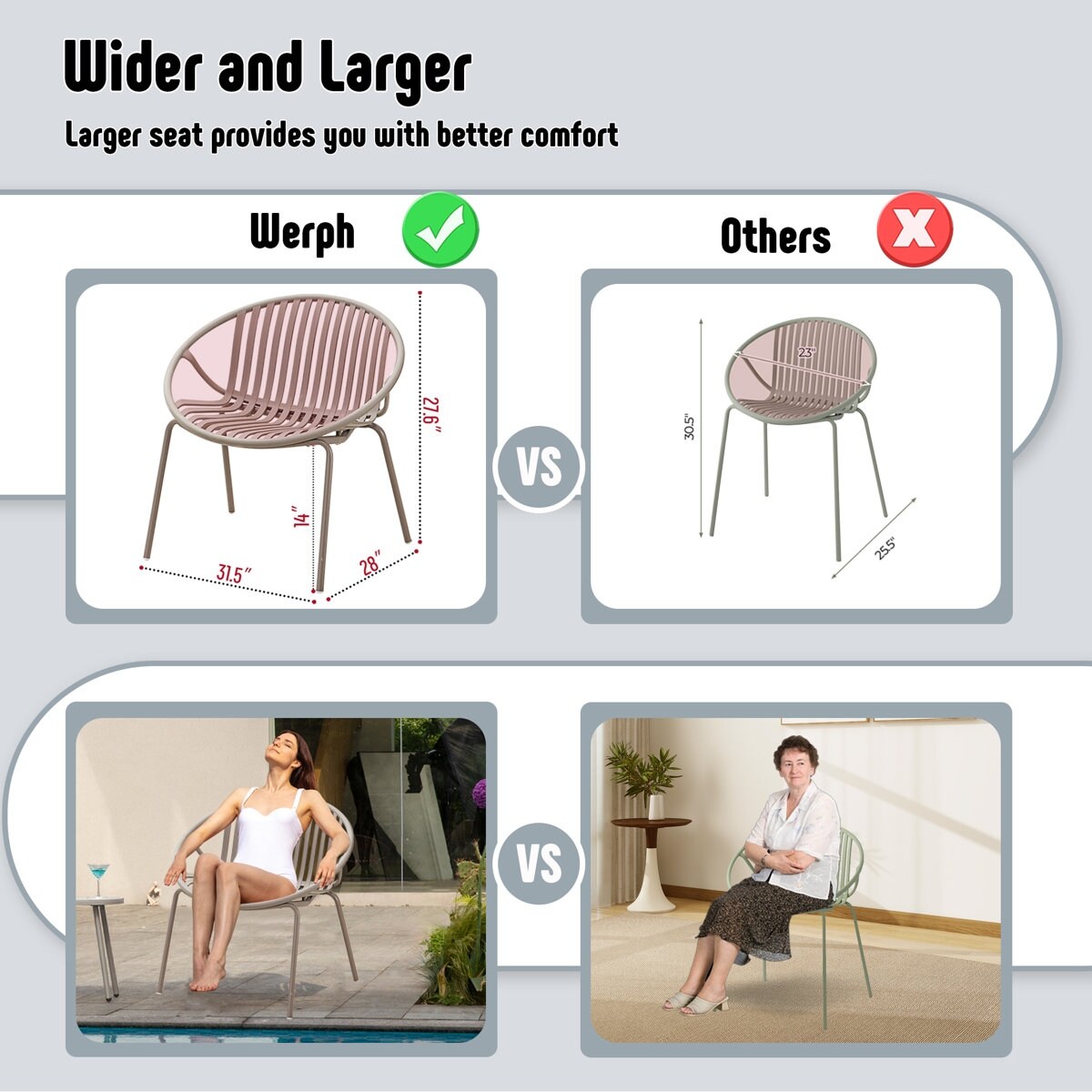 Ensemble de meubles de jardin Werph 3 pièces, mobilier d'extérieur avec table bistro et chaises de jardin, lot de 2